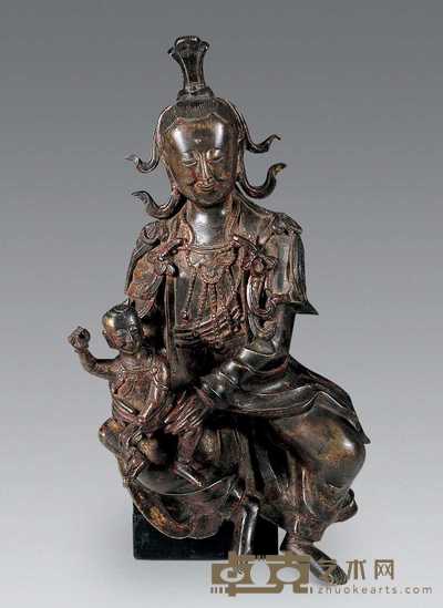 清 送子观音铜像 高42cm